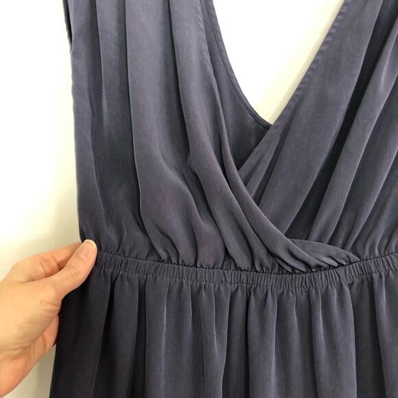 Lush Blue & Grey Open Back Deep V-Neck Dress Womens S Fit & Flare Party Mini - Picture 3 of 6